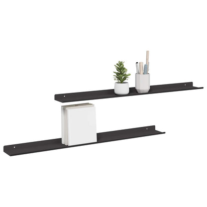 Mensola sospesa 2 pcs Nero 80 x 9 x 2,5 cm Acciaio