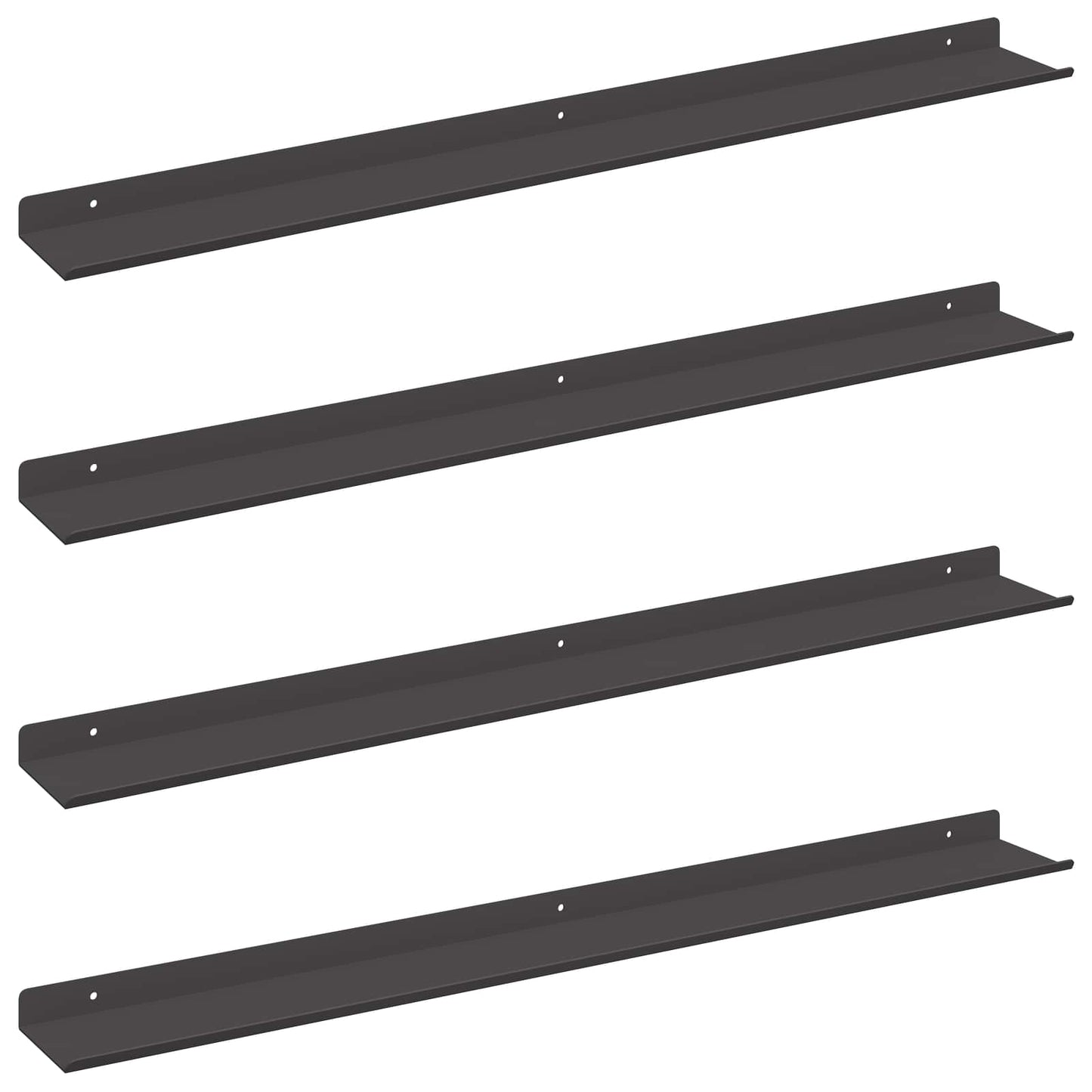 Mensola sospesa 4 pcs Nero 80 x 9 x 2,5 cm Acciaio