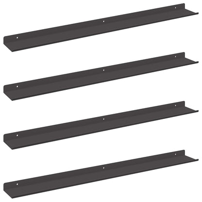 Mensola sospesa 4 pcs Nero 80 x 9 x 2,5 cm Acciaio