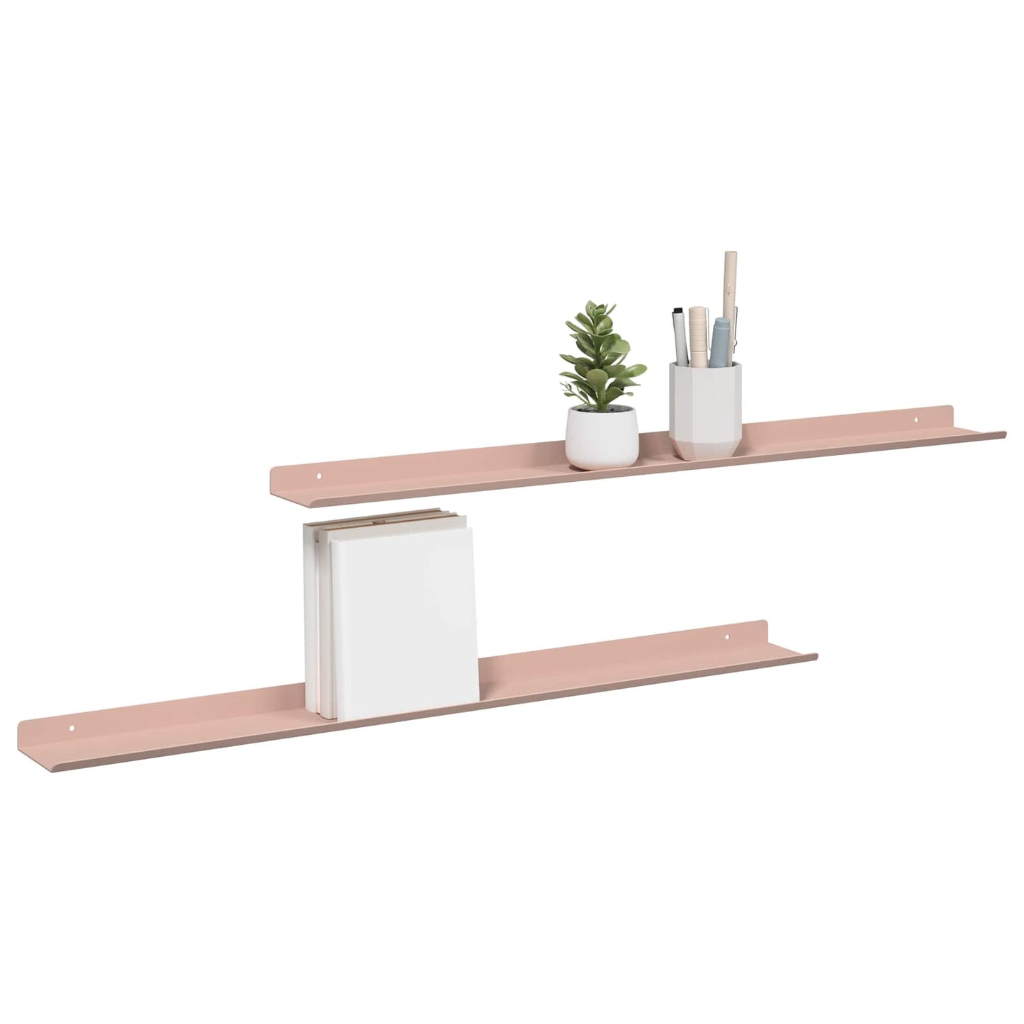 Mensola sospesa 2 pcs Rosa 80 x 9 x 2,5 cm Acciaio