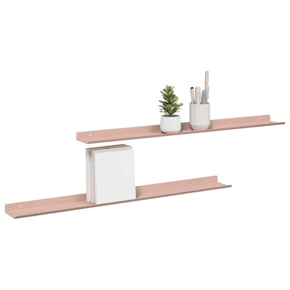 Mensola sospesa 2 pcs Rosa 80 x 9 x 2,5 cm Acciaio