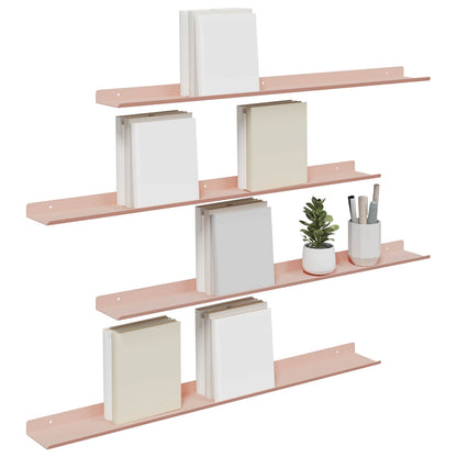 Mensola sospesa 4 pcs Rosa 80 x 9 x 2,5 cm Acciaio
