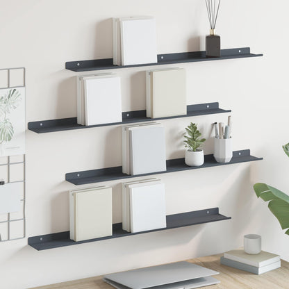 Mensola sospesa 4 pcs Antracite 80 x 9 x 2,5 cm Acciaio