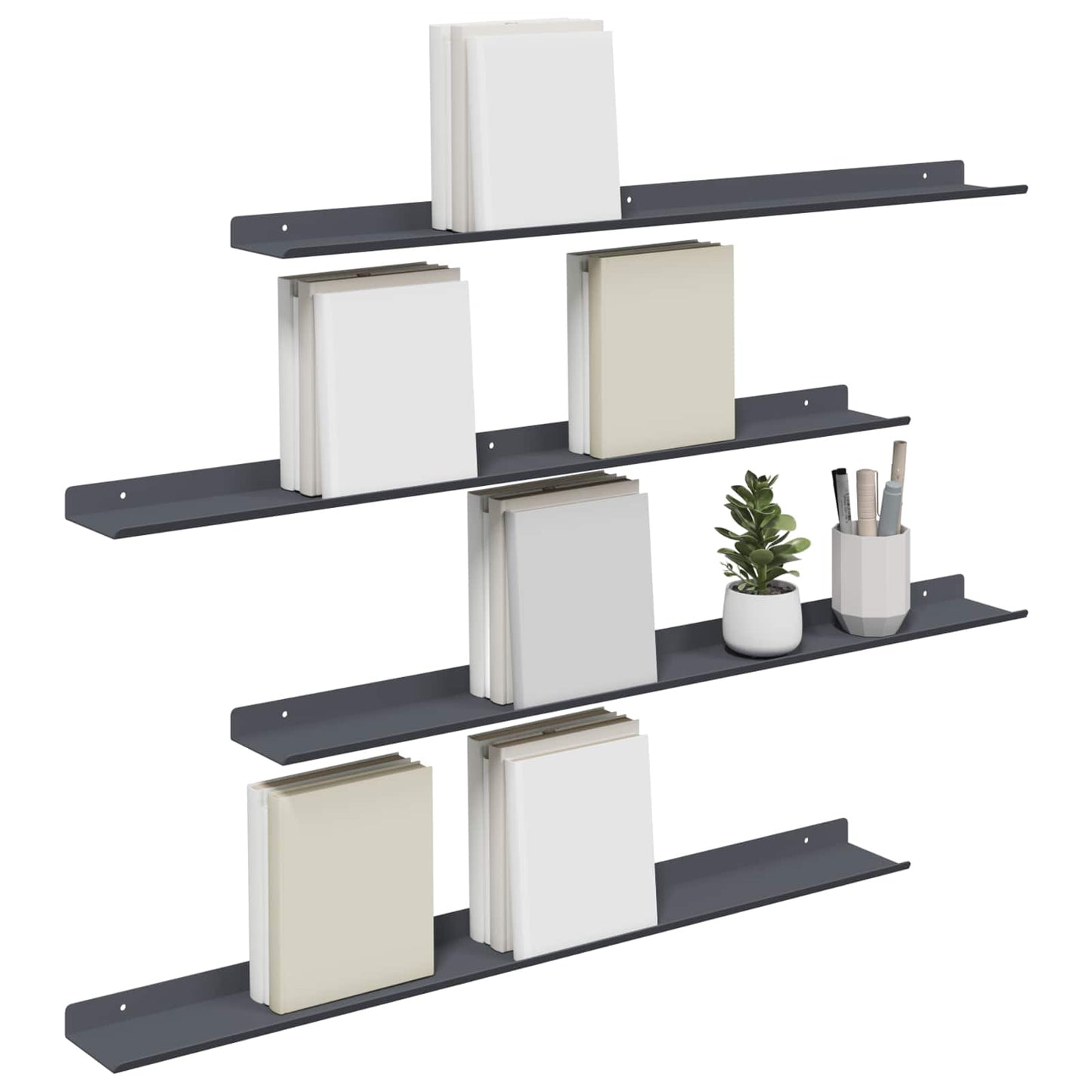 Mensola sospesa 4 pcs Antracite 80 x 9 x 2,5 cm Acciaio