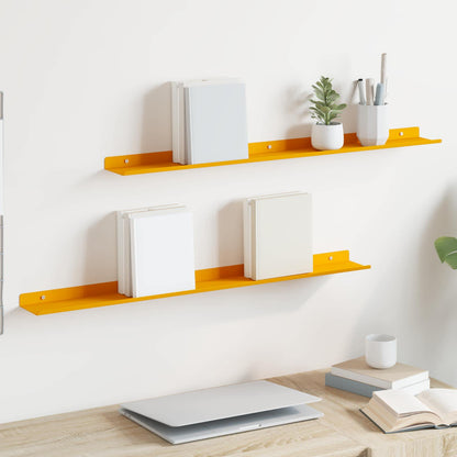 Mensola sospesa 2 pcs Giallo senape 80 x 9 x 2,5 cm Acciaio
