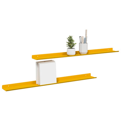 Mensola sospesa 2 pcs Giallo senape 80 x 9 x 2,5 cm Acciaio