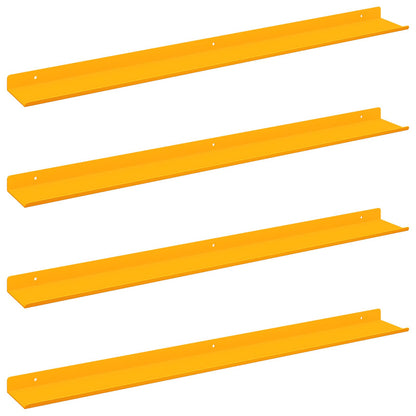 Mensola sospesa 4 pcs Giallo senape 80 x 9 x 2,5 cm Acciaio