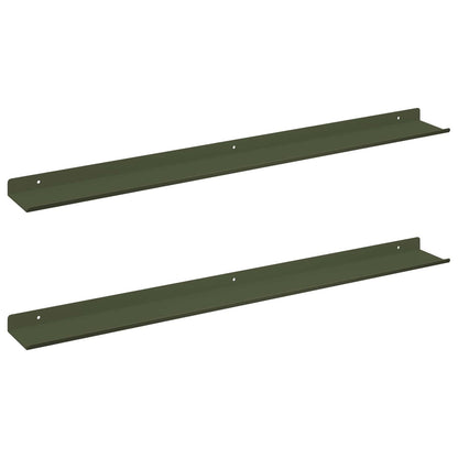 Mensola sospesa 2 pcs Verde oliva 80 x 9 x 2,5 cm Acciaio