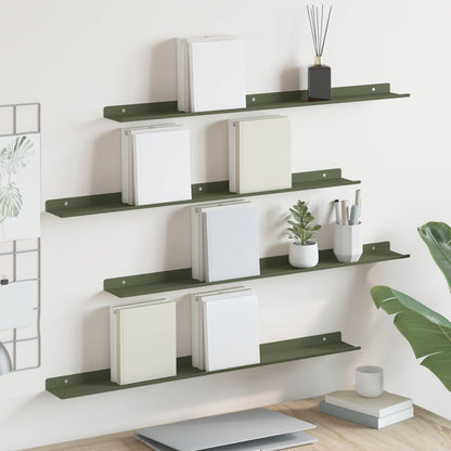 Mensola sospesa 4 pcs Verde oliva 80 x 9 x 2,5 cm Acciaio