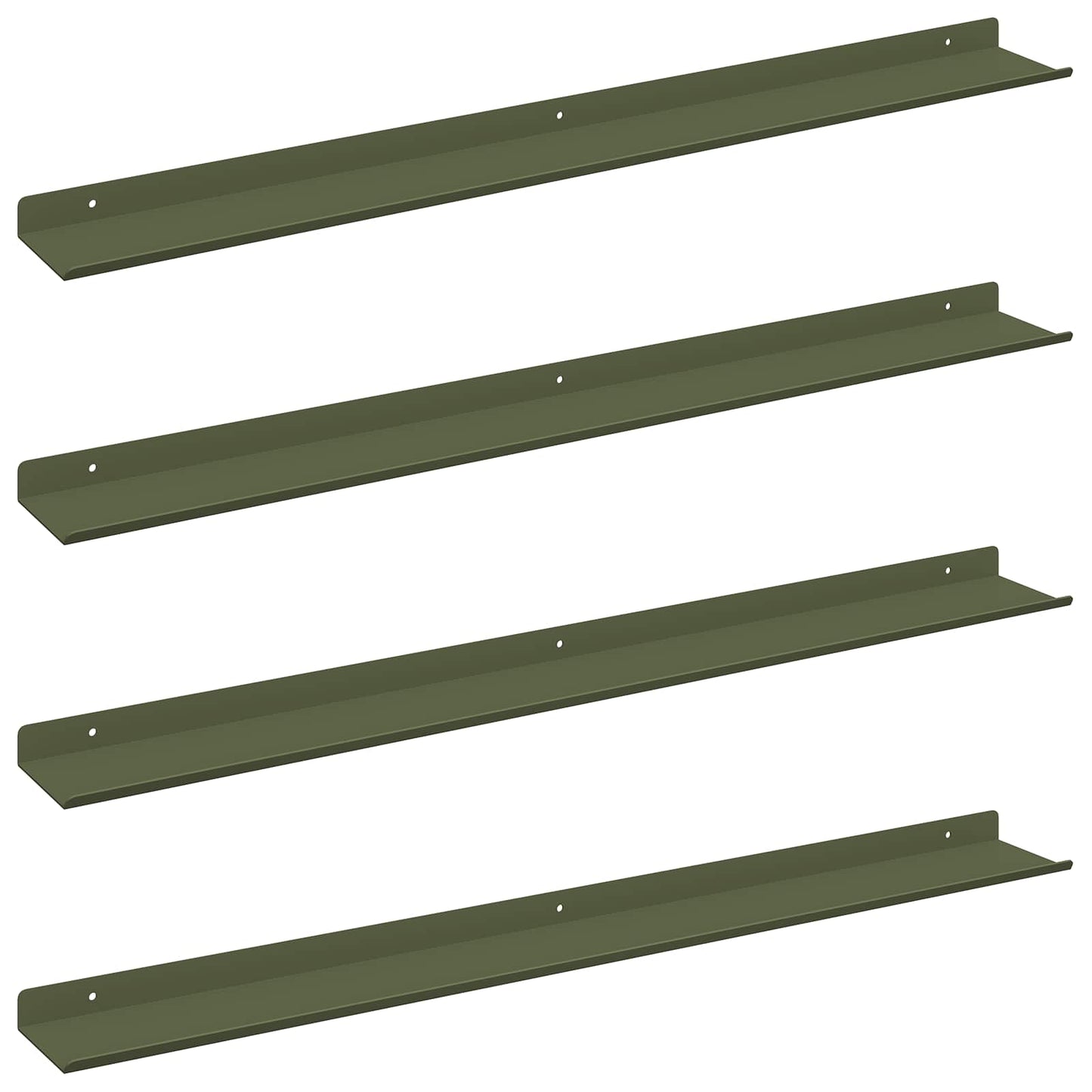 Mensola sospesa 4 pcs Verde oliva 80 x 9 x 2,5 cm Acciaio