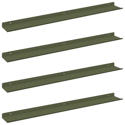 Mensola sospesa 4 pcs Verde oliva 80 x 9 x 2,5 cm Acciaio