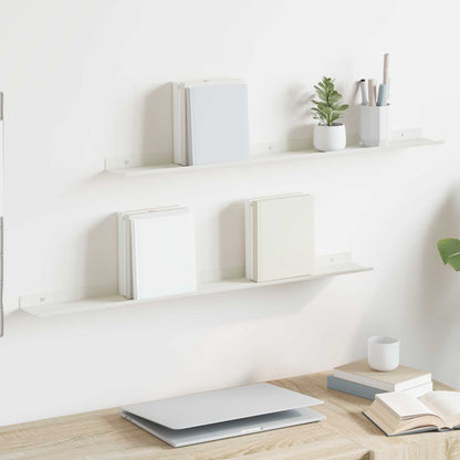 Mensola sospesa 2 pcs Bianco 80 x 9 x 2,5 cm Acciaio
