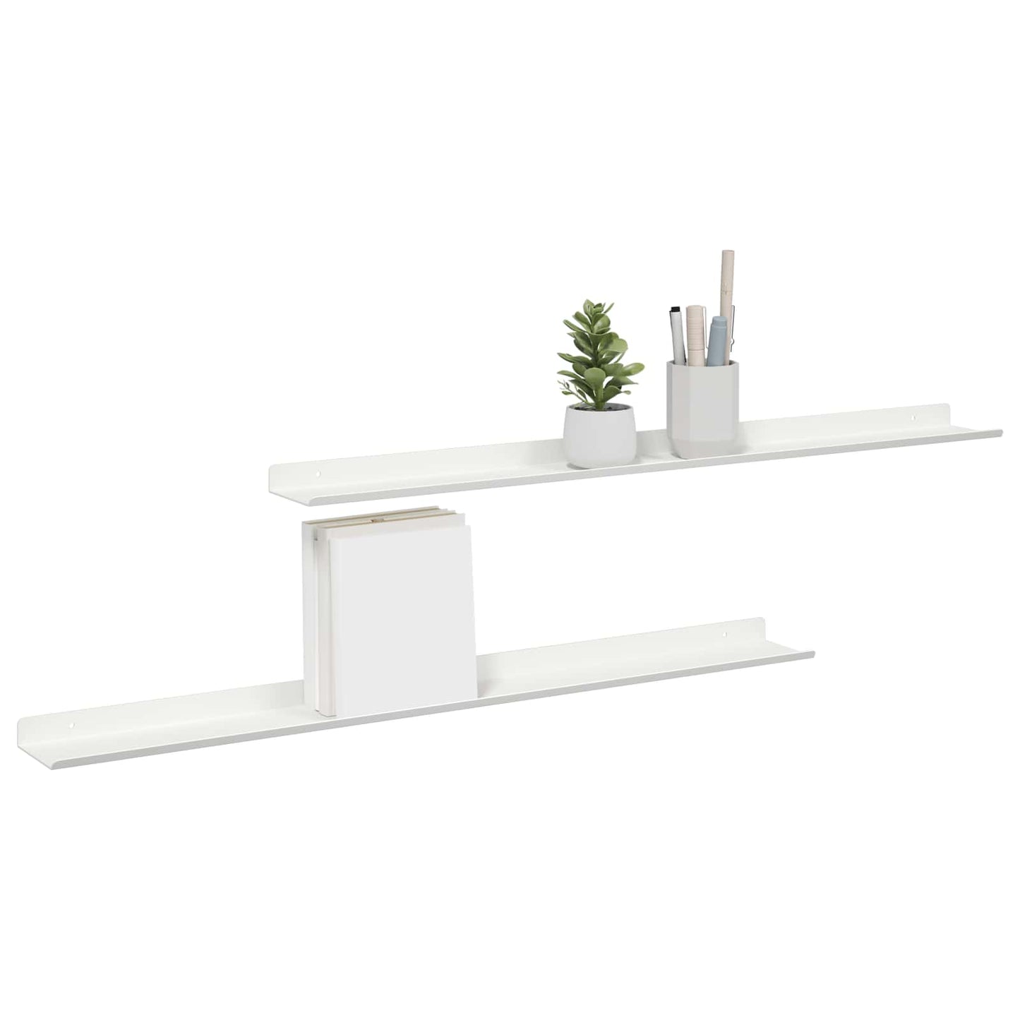 Mensola sospesa 2 pcs Bianco 80 x 9 x 2,5 cm Acciaio