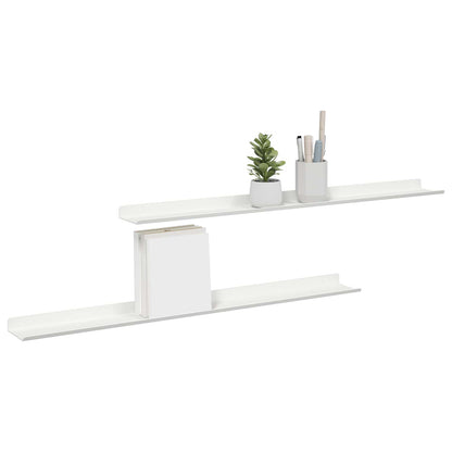 Mensola sospesa 2 pcs Bianco 80 x 9 x 2,5 cm Acciaio