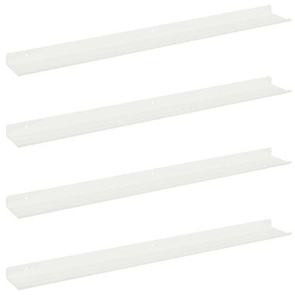 Mensola sospesa 4 pcs Bianco 80 x 9 x 2,5 cm Acciaio
