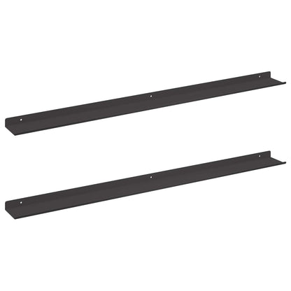 Mensola sospesa 2 pcs Nero 100 x 9 x 2,5 cm Acciaio