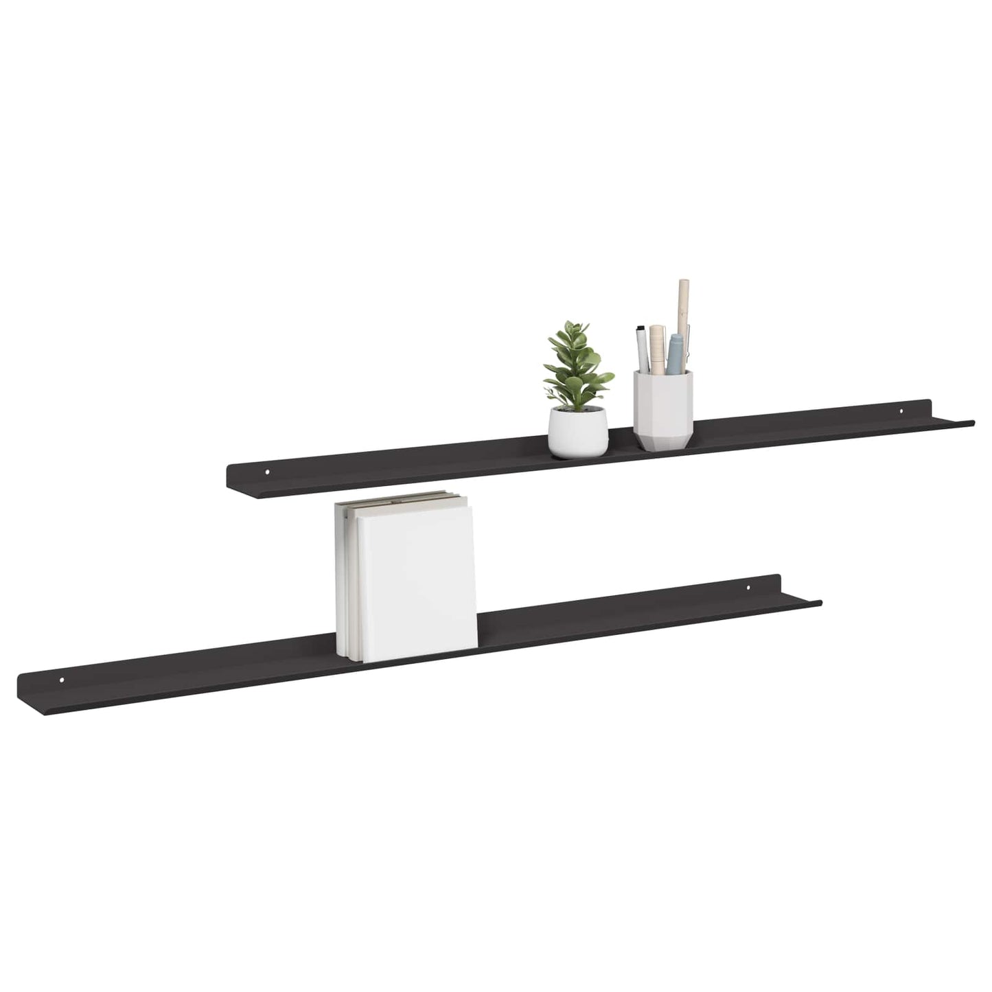 Mensola sospesa 2 pcs Nero 100 x 9 x 2,5 cm Acciaio