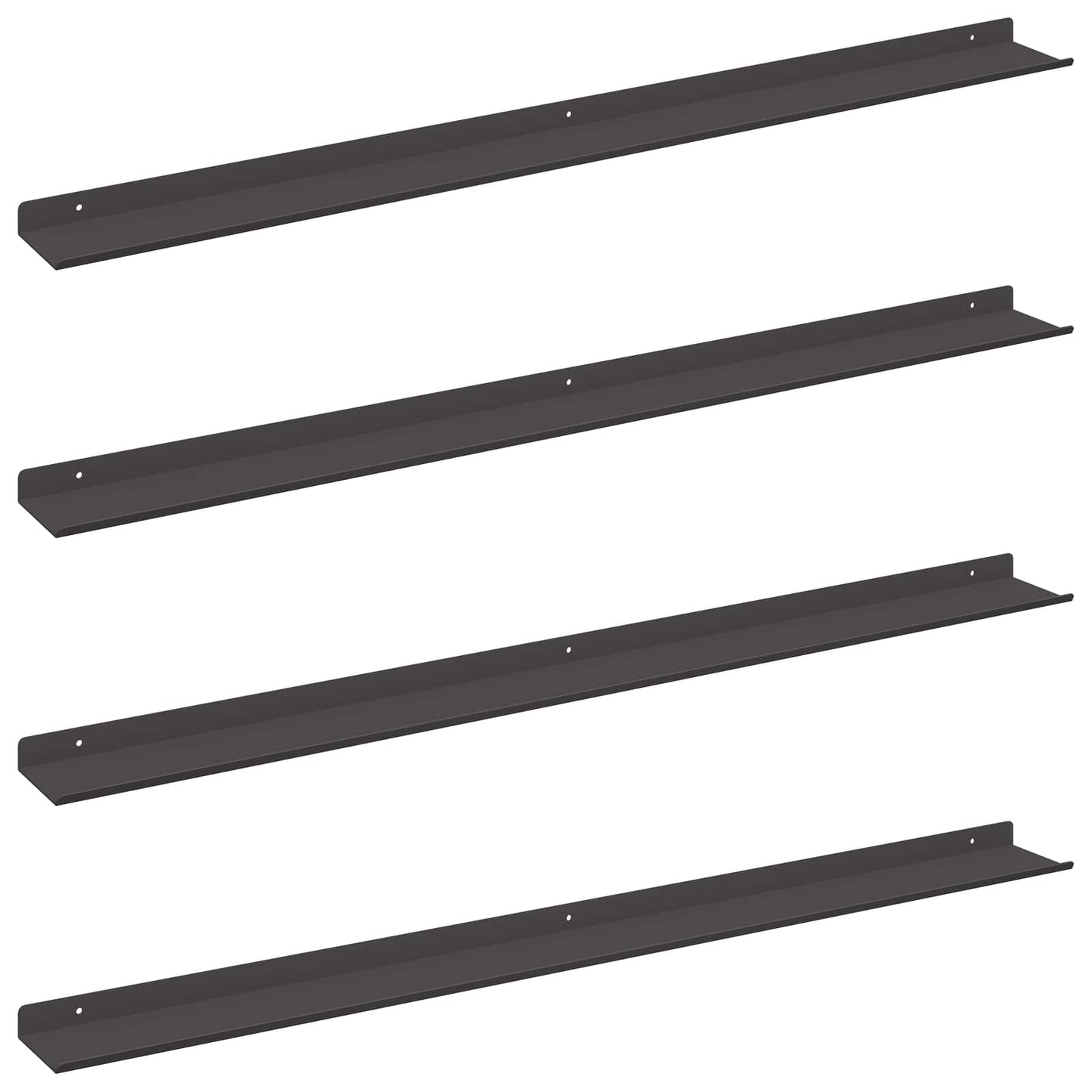 Mensola sospesa 4 pcs Nero 100 x 9 x 2,5 cm Acciaio