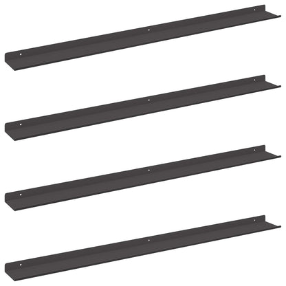 Mensola sospesa 4 pcs Nero 100 x 9 x 2,5 cm Acciaio