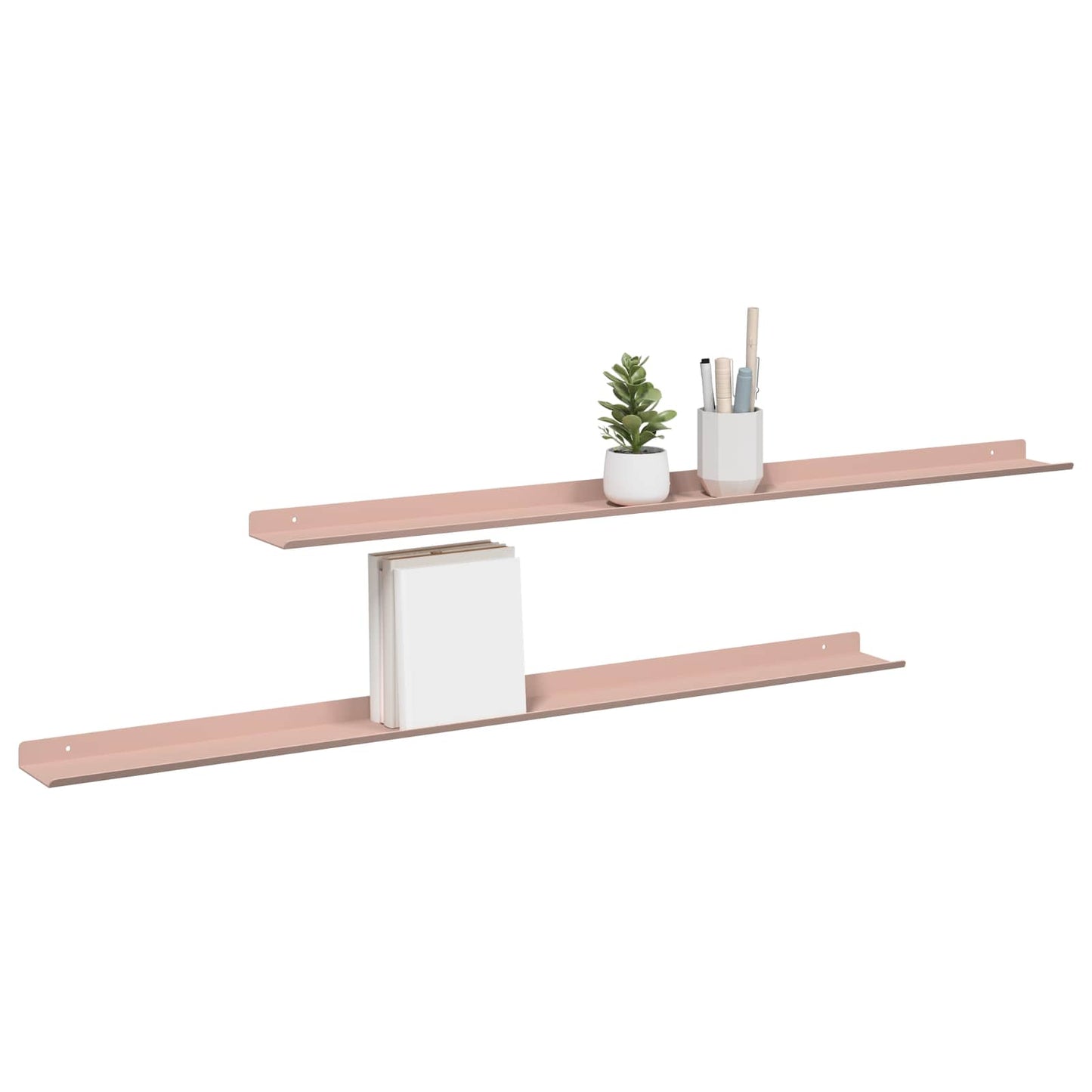 Mensola sospesa 2 pcs Rosa 100 x 9 x 2,5 cm Acciaio