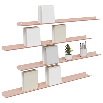 Mensola sospesa 4 pcs Rosa 100 x 9 x 2,5 cm Acciaio