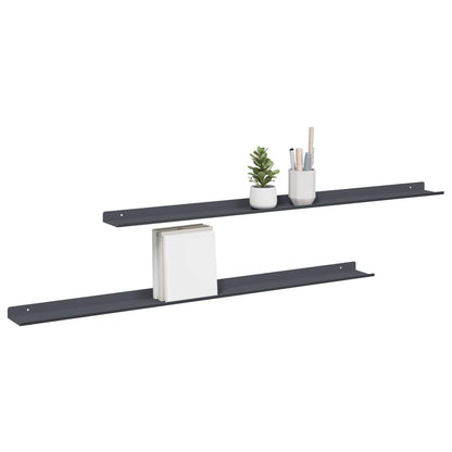 Mensola sospesa 2 pcs Antracite 100 x 9 x 2,5 cm Acciaio