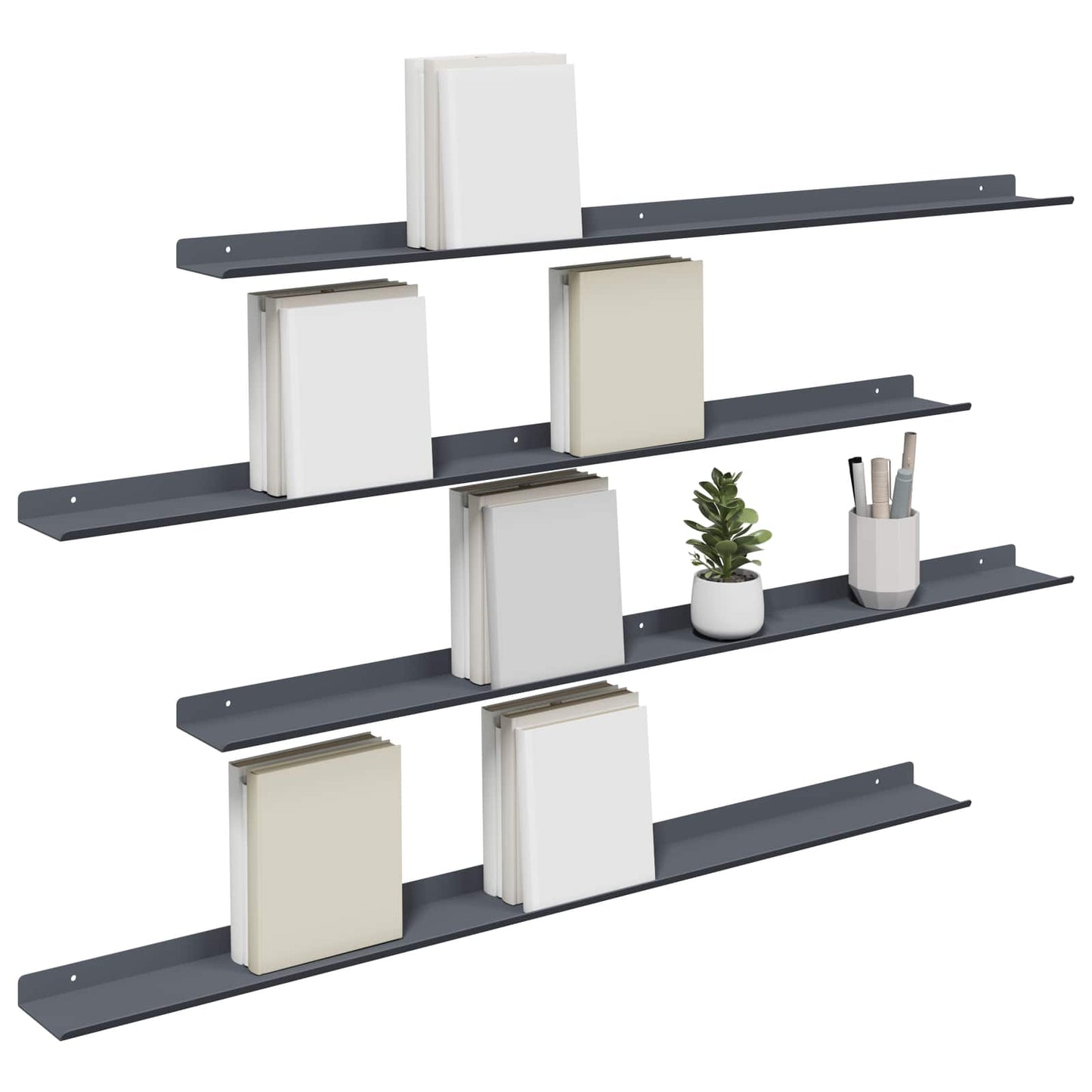Mensola sospesa 4 pcs Antracite 100 x 9 x 2,5 cm Acciaio