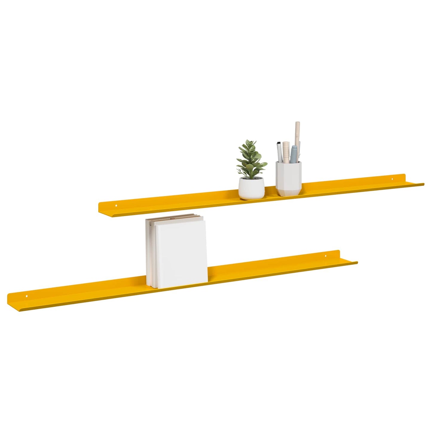 Mensola sospesa 2 pcs Giallo senape 100 x 9 x 2,5 cm Acciaio