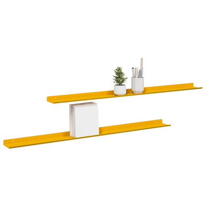 Mensola sospesa 2 pcs Giallo senape 100 x 9 x 2,5 cm Acciaio