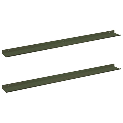 Mensola sospesa 2 pcs Verde oliva 100 x 9 x 2,5 cm Acciaio