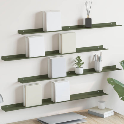 Mensola sospesa 4 pcs Verde oliva 100 x 9 x 2,5 cm Acciaio