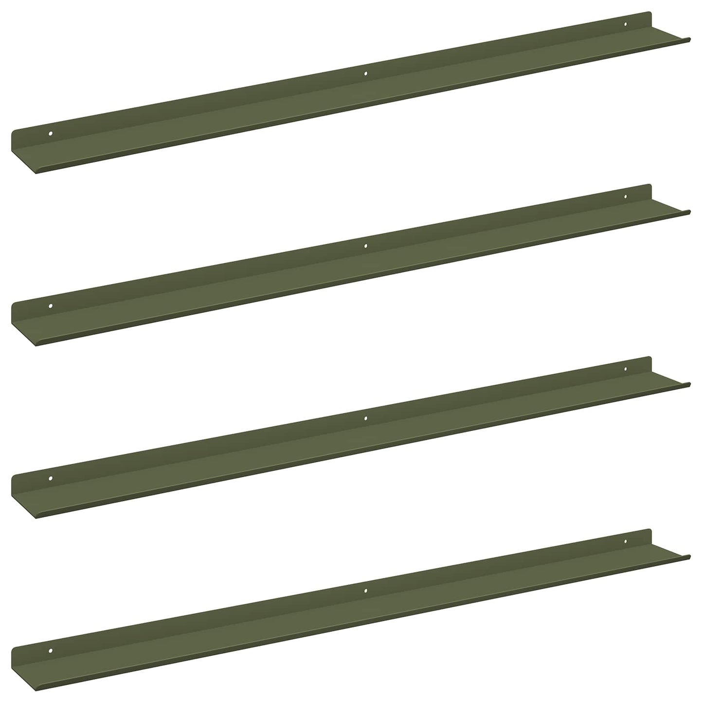 Mensola sospesa 4 pcs Verde oliva 100 x 9 x 2,5 cm Acciaio