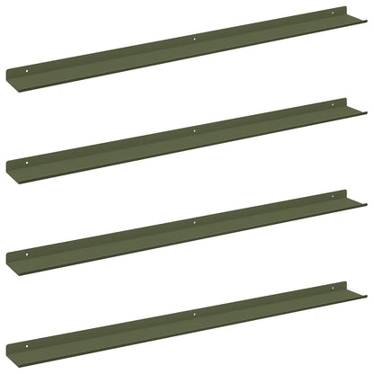 Mensola sospesa 4 pcs Verde oliva 100 x 9 x 2,5 cm Acciaio
