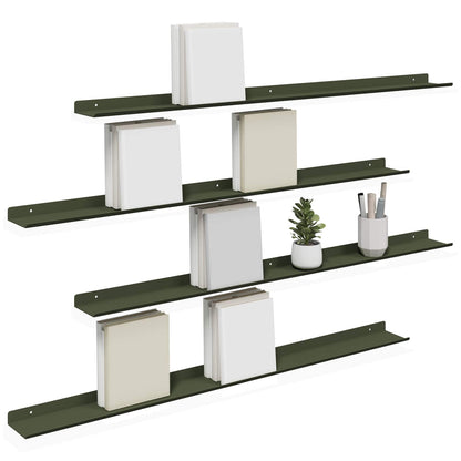 Mensola sospesa 4 pcs Verde oliva 100 x 9 x 2,5 cm Acciaio