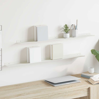 Mensola sospesa 2 pcs Bianco 100 x 9 x 2,5 cm Acciaio