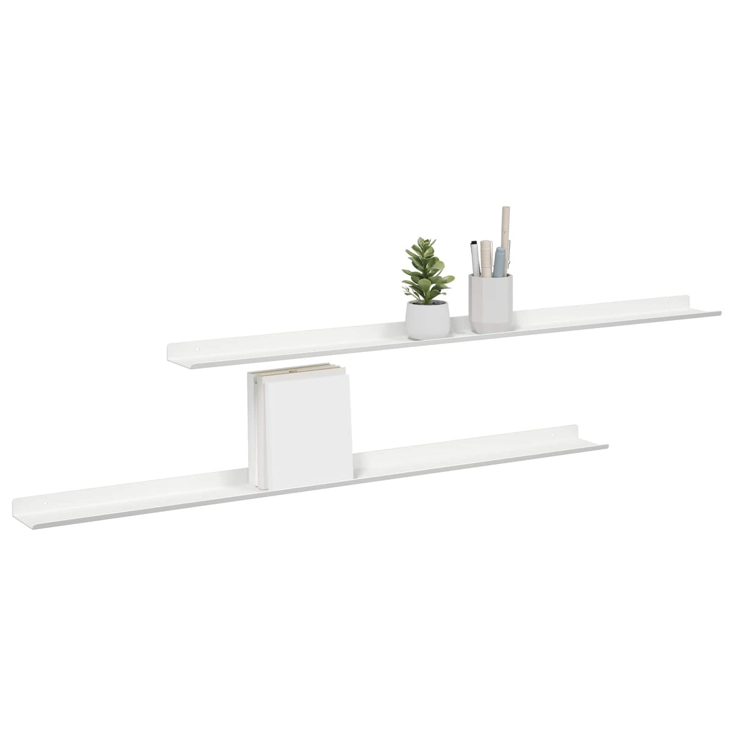 Mensola sospesa 2 pcs Bianco 100 x 9 x 2,5 cm Acciaio