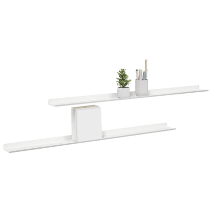 Mensola sospesa 2 pcs Bianco 100 x 9 x 2,5 cm Acciaio