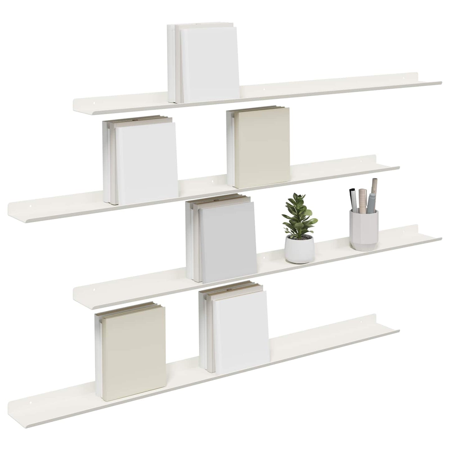 Mensola sospesa 4 pcs Bianco 100 x 9 x 2,5 cm Acciaio