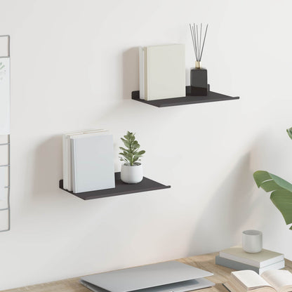 Mensola sospesa 2 pcs Nero 30 x 17,5 x 2,5 cm Acciaio
