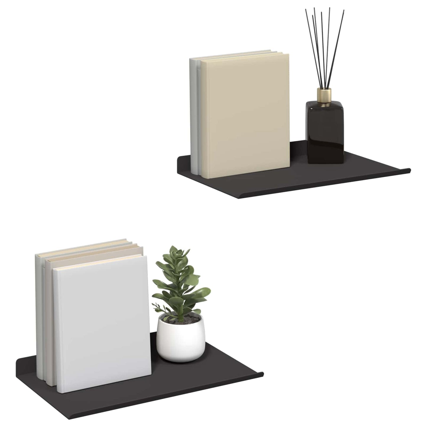 Mensola sospesa 2 pcs Nero 30 x 17,5 x 2,5 cm Acciaio