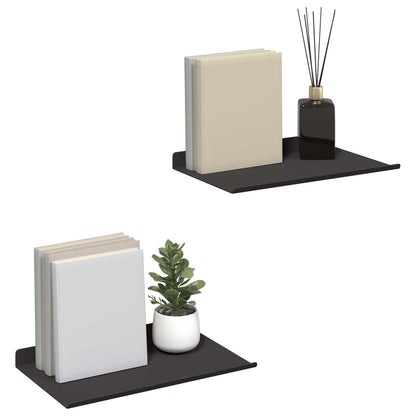 Mensola sospesa 2 pcs Nero 30 x 17,5 x 2,5 cm Acciaio