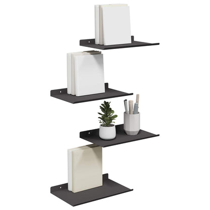 Mensola sospesa 4 pcs Nero 30 x 18 x 2,5 cm Acciaio