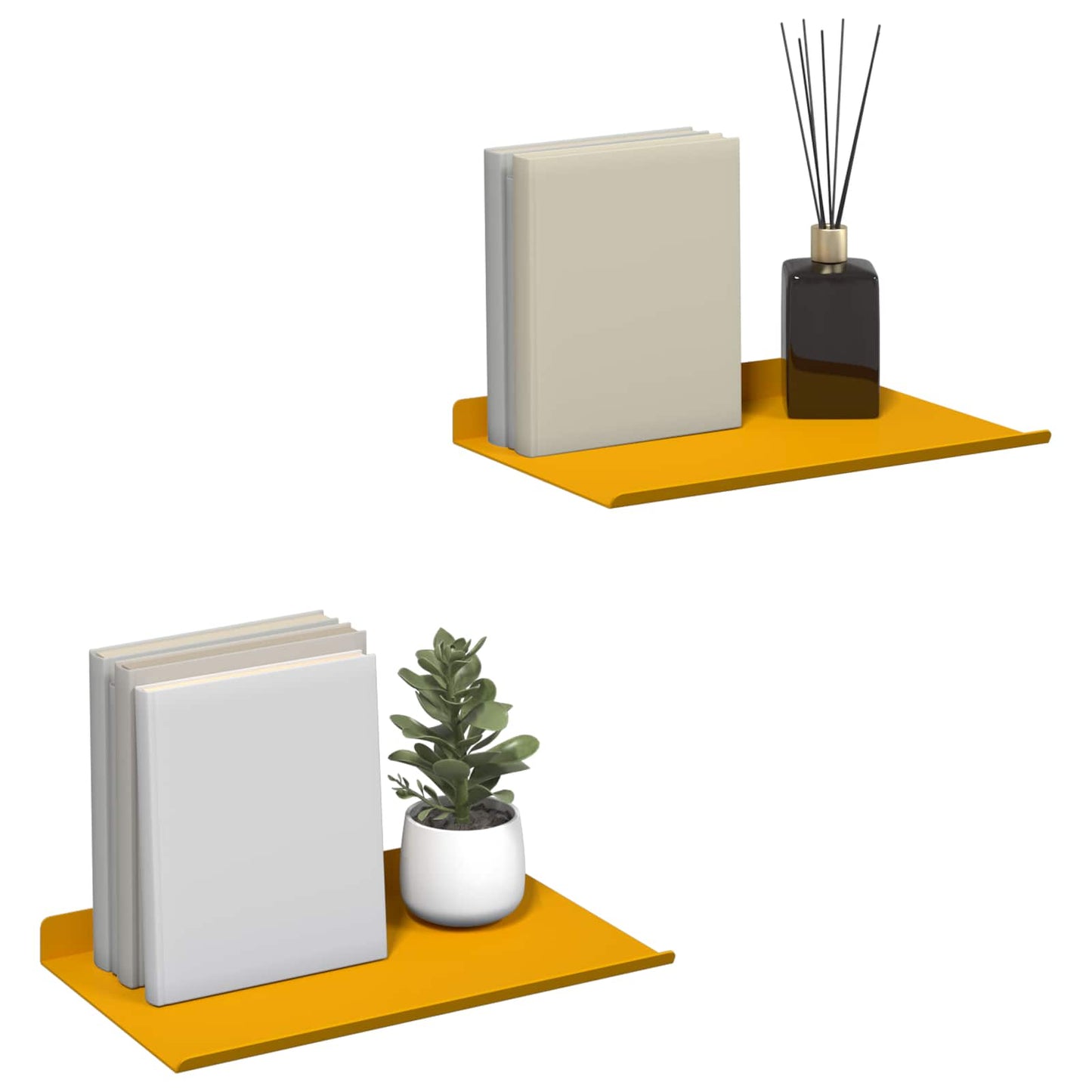 Mensola sospesa 2 pcs Giallo senape 30 x 18 x 2,5 cm Acciaio