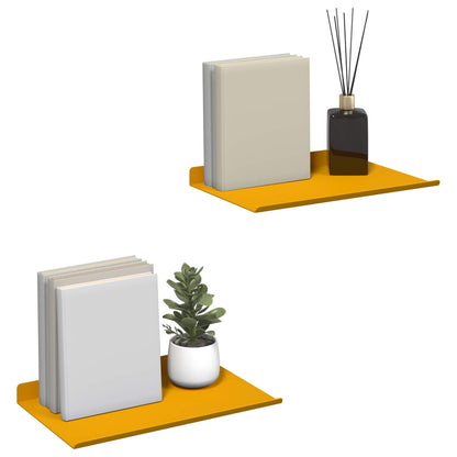 Mensola sospesa 2 pcs Giallo senape 30 x 18 x 2,5 cm Acciaio