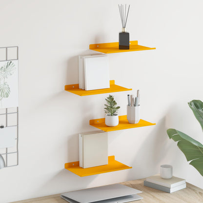 Mensola sospesa 4 pcs Giallo senape 30 x 18 x 2,5 cm Acciaio