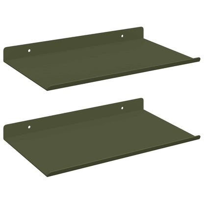 Mensola sospesa 2 pcs Verde oliva 30 x 18 x 2,5 cm Acciaio