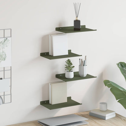 Mensola sospesa 4 pcs Verde oliva 30 x 18 x 2,5 cm Acciaio
