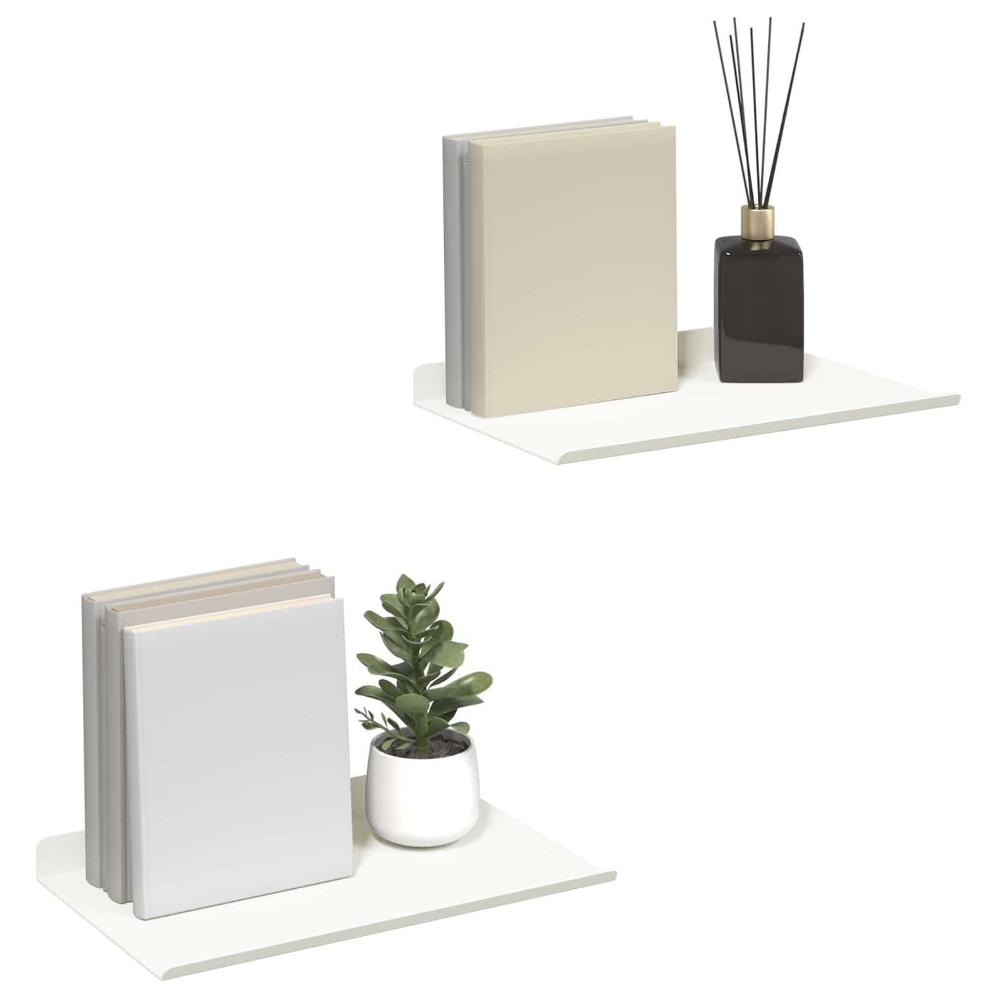 Mensola sospesa 2 pcs Bianco 30 x 18 x 2,5 cm Acciaio