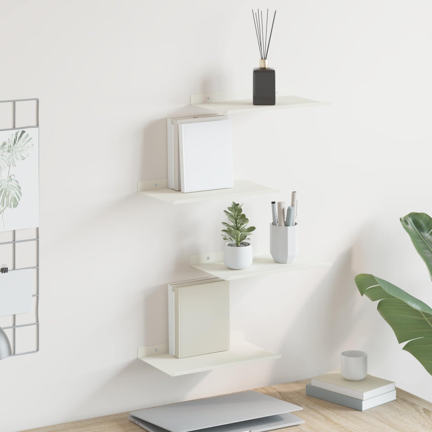 Mensola sospesa 4 pcs Bianco 30 x 18 x 2,5 cm Acciaio