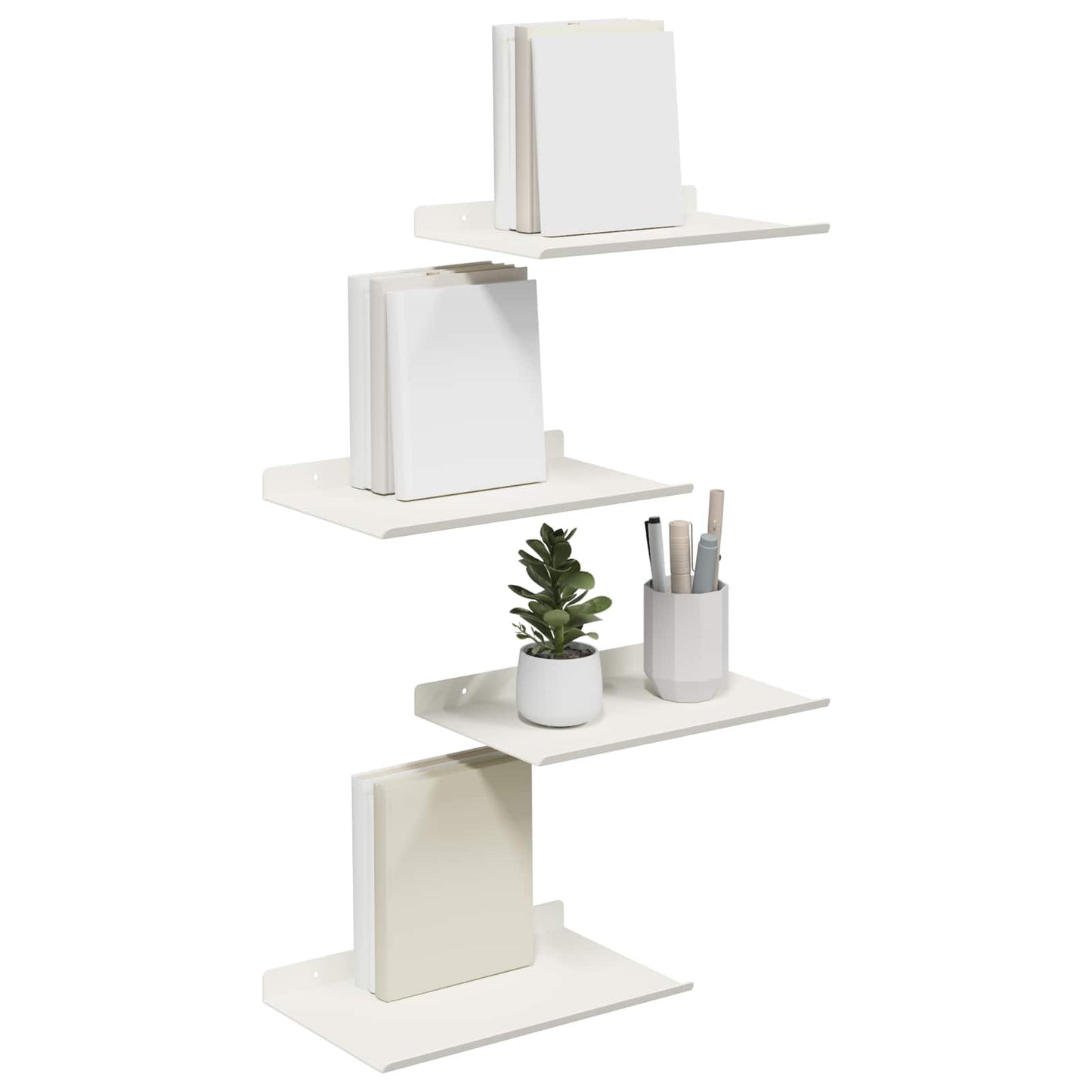 Mensola sospesa 4 pcs Bianco 30 x 18 x 2,5 cm Acciaio